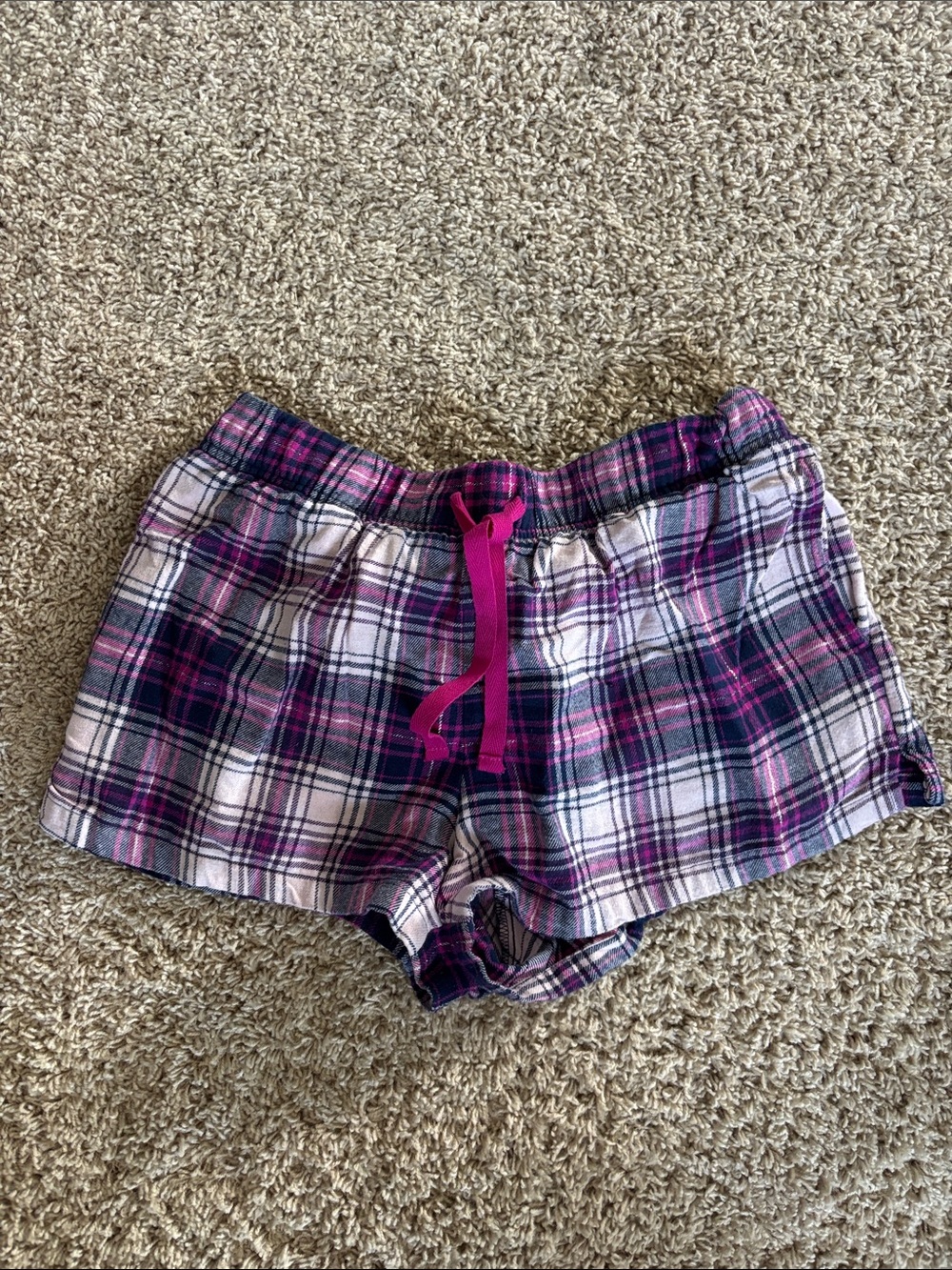 Sonoma Plaid Athletic Lounge Shorts in Purple and Pink Size Medium